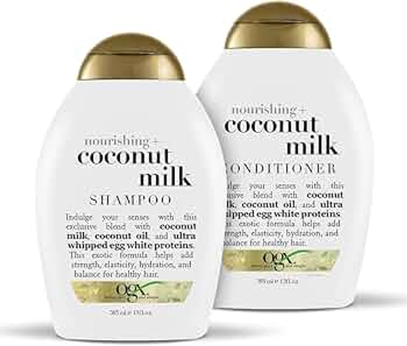 OGX Nourishing + Coconut Milk Shampoo & Conditioner Set, 13 Fl Oz (Pack of 2) (packaging may vary), White