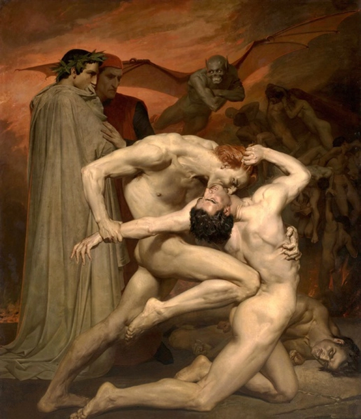 In Hell with Dante and Virgil Painting by William-Adolphe Bouguereau Reproduction | iPaintings.com