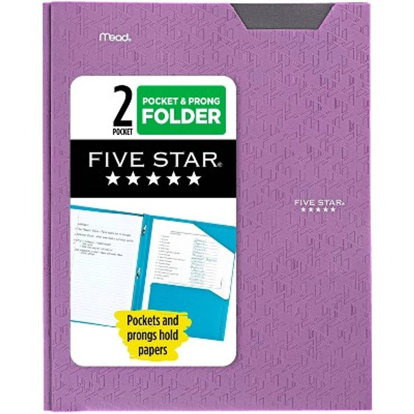 Five Star 2 Pocket Plastic Folder with Prongs Purple