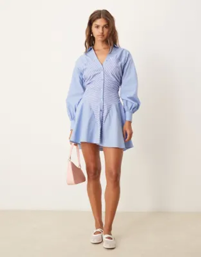 ASOS DESIGN - Robe chemise courte avec empiècements froncés - Rayures variées | ASOS