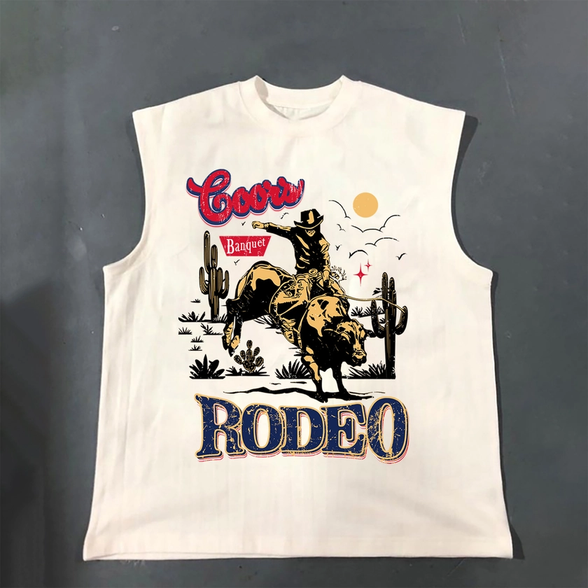 Coors Banquet Rodeo Classic Graphics 100% Cotton Sleeveless Tank Top
