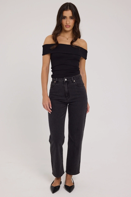 Abrand A Venice High Waisted Straight Jean Charo Black