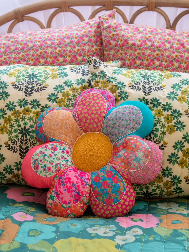 Whimsy Patchwork Pillow - Flower