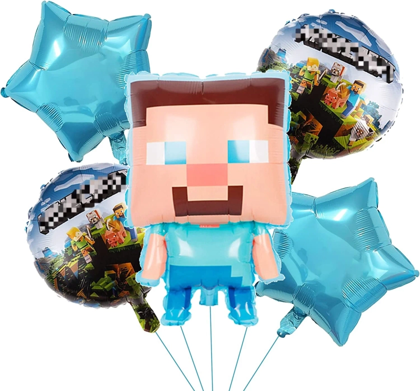 5 PCS Pixel Mining Balloons, Pixel Style Gamer Party Supplies Minecraft Balloons Birthday Party Balloons - Walmart.com