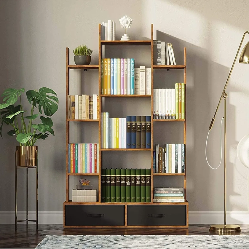 LALITA HANDICRAFT Sheesham Wood Book Shelf Rack with 1 Cabinet Storage for Study Room Home Wooden Display Rack Bookcase for Office Library Living Room (Brown Finish 1) : Amazon.in: Home & Kitchen