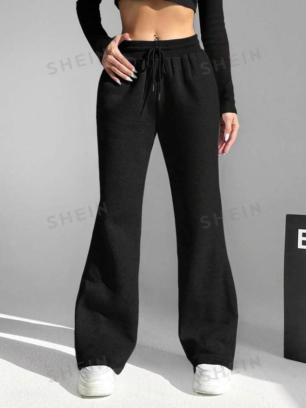 SHEIN EZwear Ladies' Casual Daily Simple Solid Color Flared Sweatpants