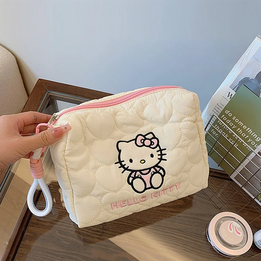 Kawaii Cartoon Hello Kitty Storage Bag Square Large Capacity Kuromi Melody Cute Girl Makeup Bag Travel Storage Bag Gifts - AliExpress