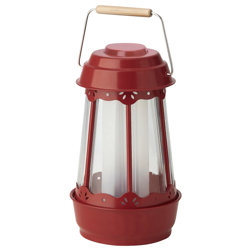 SOMMARLÅNKE LED decorative table lamp, house outdoor/battery-operated red, 26 cm - IKEA