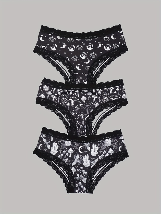 Sexy Gothic Lace Hipster Panties Halloween Mushroom - Temu