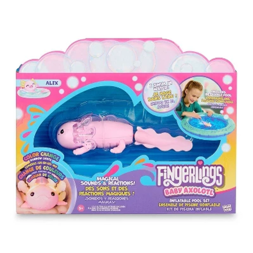 Fingerlings Interactive Baby Axolotl with Inflatable Pool, Alix - Pink