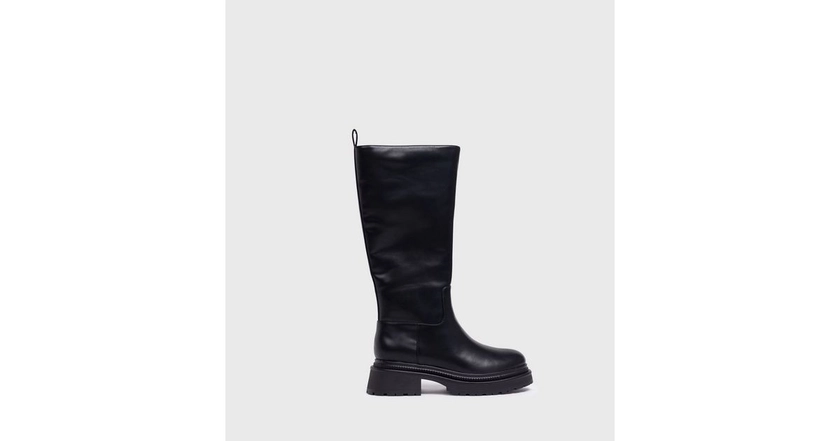 London Rebel Black Knee High Chunky Boots | New Look