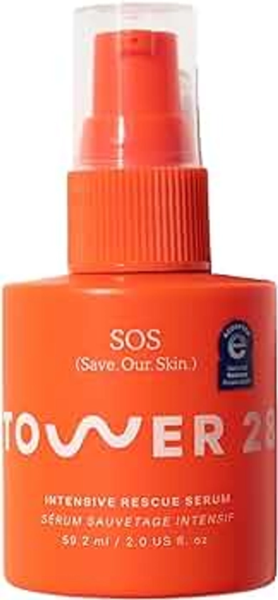 Tower 28 SOS Intensive Rescue Serum for Sensitive Skin, Hypochlorous Acid Skin Care, Soothes Irritation, Helps Reduce Face Redness, 2 FL Oz