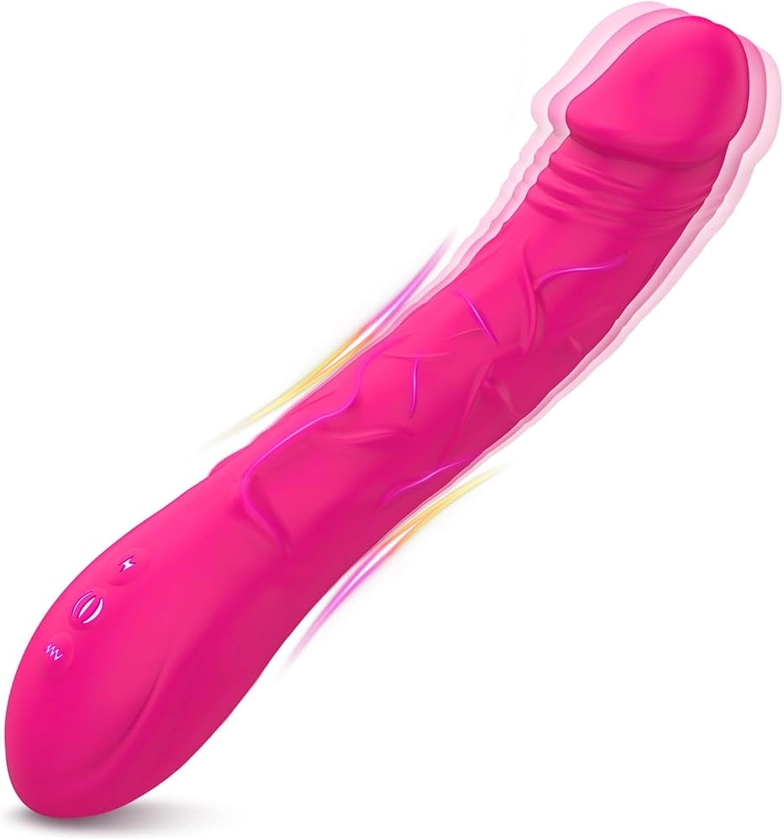 Gode Vibro-masseur pour Femme Point G Sex Toys, Gode Femme Sex Toýs Femme Realiste 10 Modes Vibromasseurs Feminin Clitoridien Sex Toy, Godemichets pour Point G, Sex Toýs Couple Plaisir (Rose)