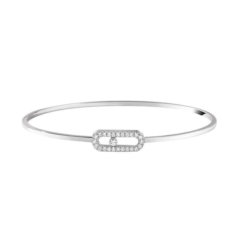 Messika Move Uno 18ct White Gold 0.18ct Diamond Pave Flex Bangle 11134/WG | C W Sellors Fine Jewellery