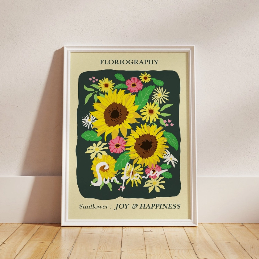 Sunflower Floriography Print for Happiness and Joy — Tulastra Print Studio