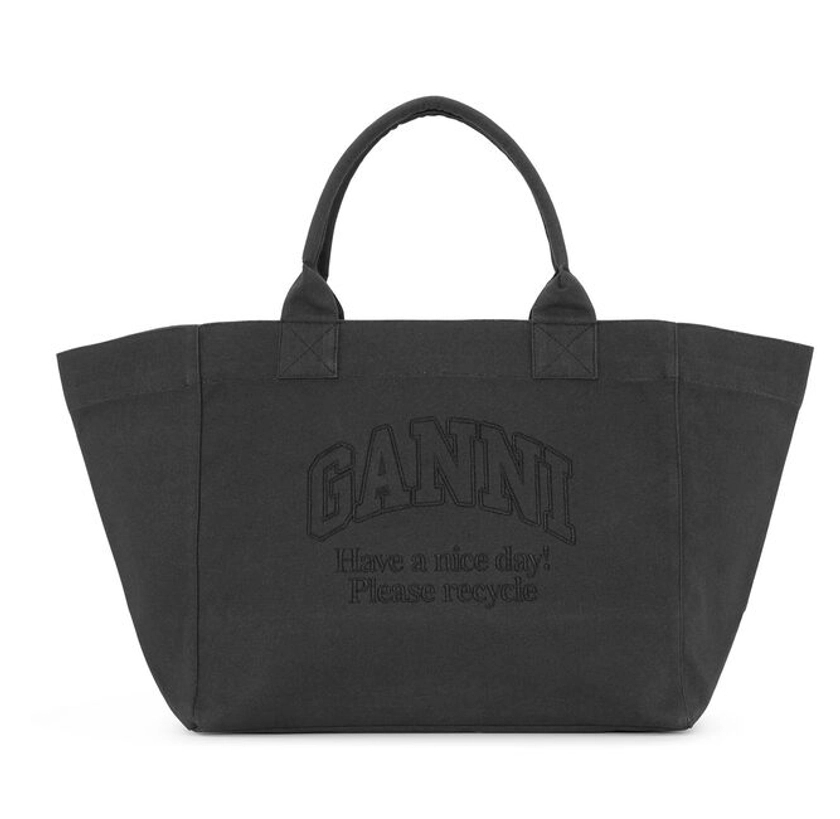 Black Oversized Canvas Tote Bag | GANNI DE
