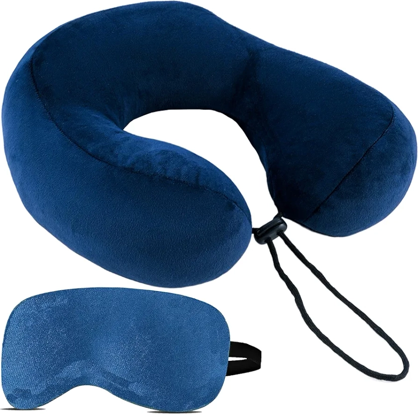 Trajectory Travel Neck Pillow with Sleeping Eye Mask Combo with 5 Years Warranty for Travel in Flight car Train Airplane for Sleeping and Orthopedic Cervical Pain for Men and Women Blue : Amazon.in: Bags, Wallets and Luggage