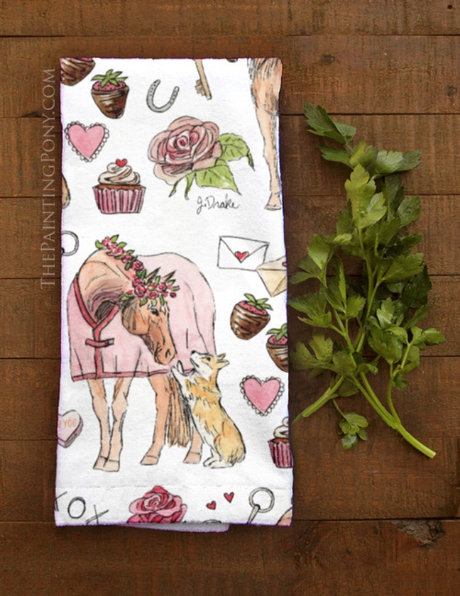 Valentine Fun Horse Pattern Hand Towel