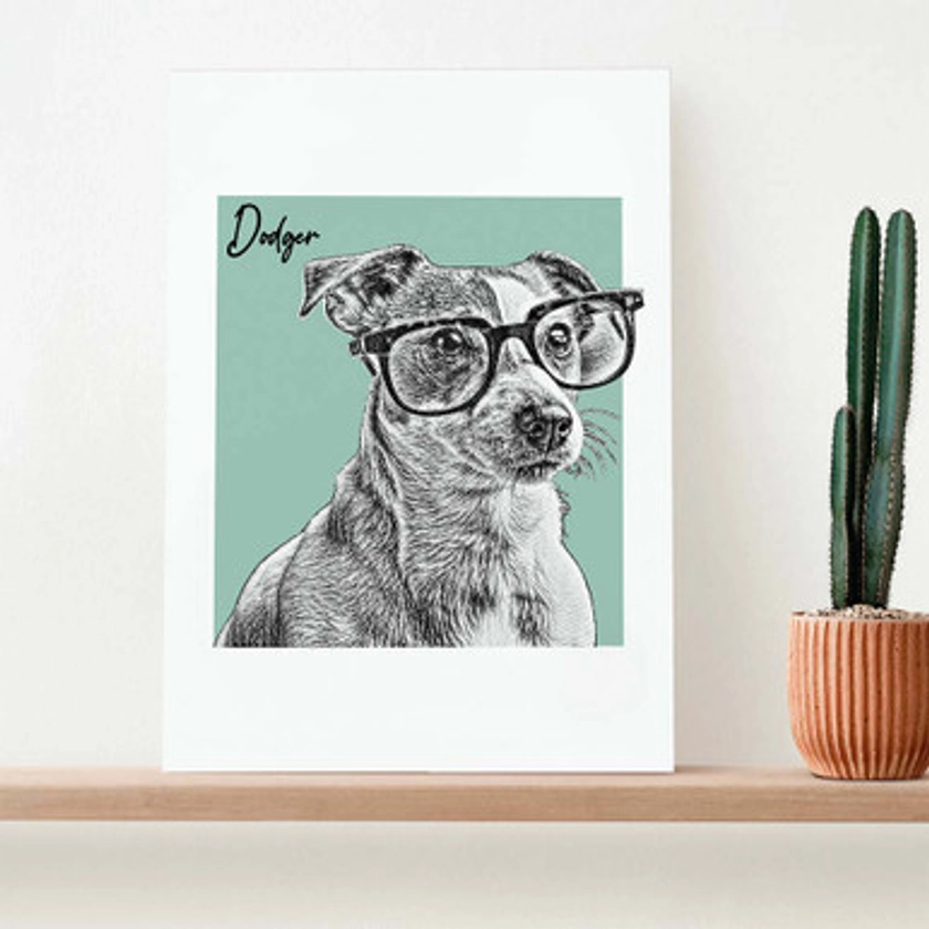 Personalised Pet Portrait Sketch Print