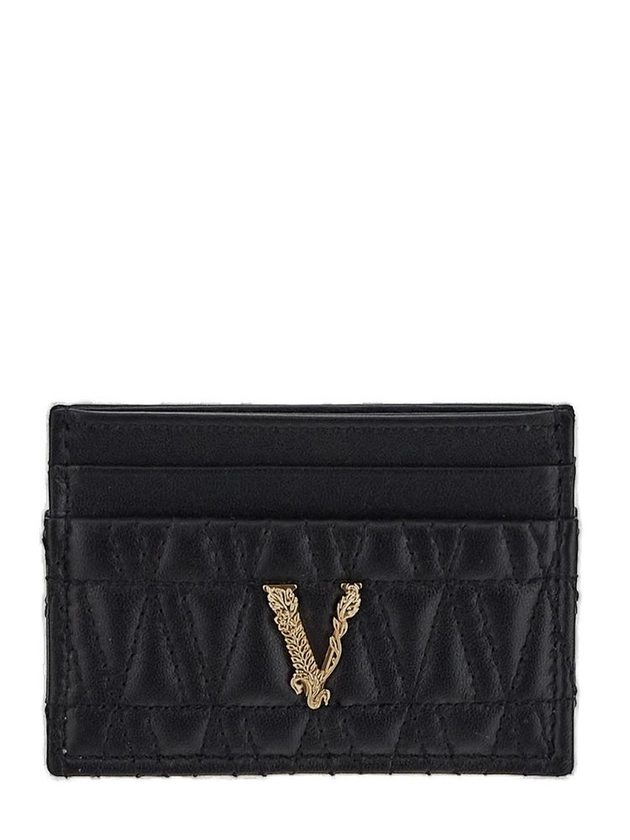 Versace Logo-Plaque Quilted Cardholder