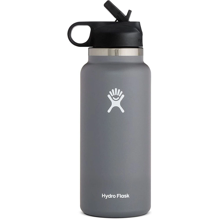 32oz/946ml Hydro Flask Water Bottle Stainless steel Wide Mouth W/Straw Lid Gray