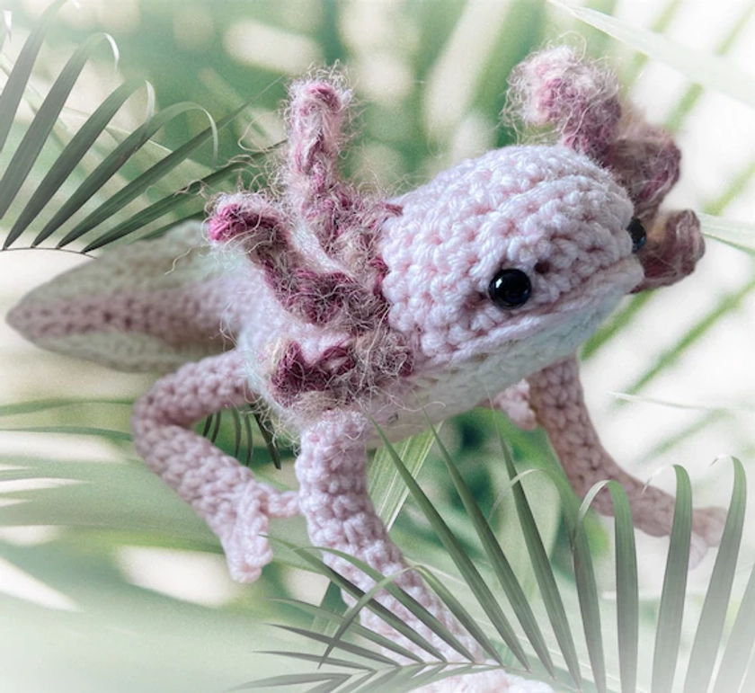 Crochet Axolotl - Pose-able handmade pink Axolotl perfect gift