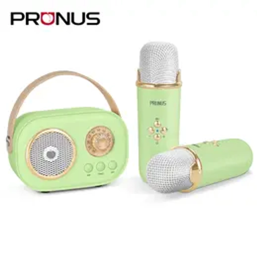 PRUNUS C20 Mini Karaoke Machine Portable Bluetooth Speaker with Wireless Microphone 6 Sound Modes for Adults&Kids Birthday Home Farmily Friends Party Gifts for Girls Boys Friends