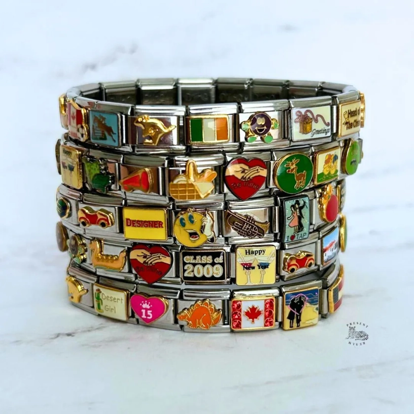 Italian Charm Bracelet, Mystery Vintage Italian Charm Bracelets, Italian Charms, Y2K Jewelry, Charm Bracelets, Bracelets for Women, Matching - Etsy UK