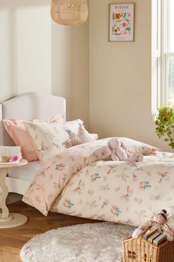 Buy Pink Pretty Woodland Supersoft Brushed Cotton 100% Cotton Duvet Cover and Pillowcase Set from the Next UK online shop