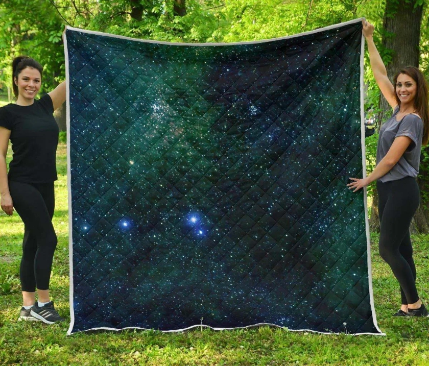 Dark Green Galaxy Space Quilt