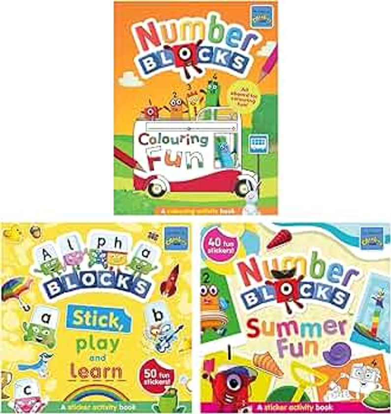 Numberblocks Colouring Fun & Sticker Activity Book Collection 3 Books Set (Numberblocks Colouring Fun, Alphablocks Stick, Play and Learn: A Sticker Activity Book & Numberblocks Summer Fun)