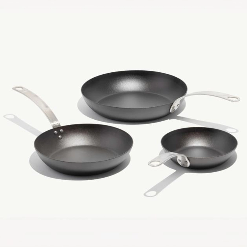 3-Piece Carbon Steel Frying Pan Set