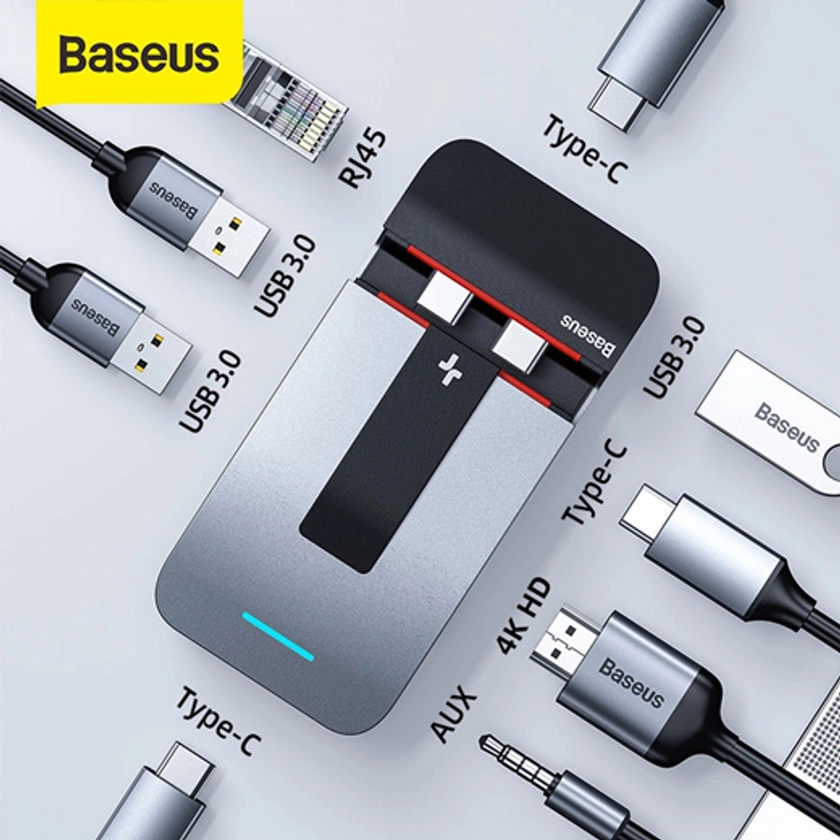 [57,810원]Baseus 베이스어스 Type-C 노트북 9in1 도킹스테이션 / USB-C타입 멀티 허브 / USB허브 / HDMI출력 / 무료배송