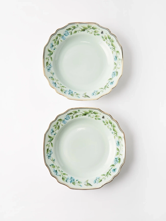 Set of two Secret Garden porcelain soup dishes