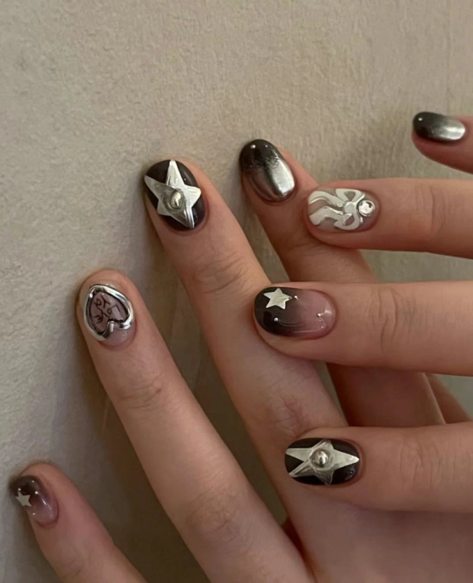 Star & Bow Girl Handmade Aesthetic Press on Nails - Etsy