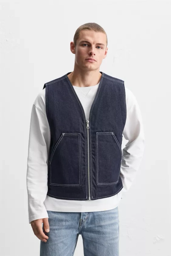 GILET EN DENIM AVEC COUTURES