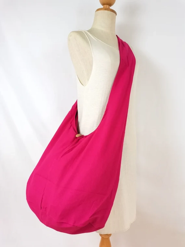 Pink Cotton Shoulder Bag Hippie Bag Hobo Bag Sling Bag Crossbody Bag Diaper Bag Messenger Bag Overnight Handbags Tote Bag