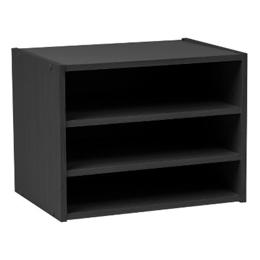 IRIS USA TACHI Modular Wood Storage Organizer Box with Adjustable Shelves, 1 Pack, Black