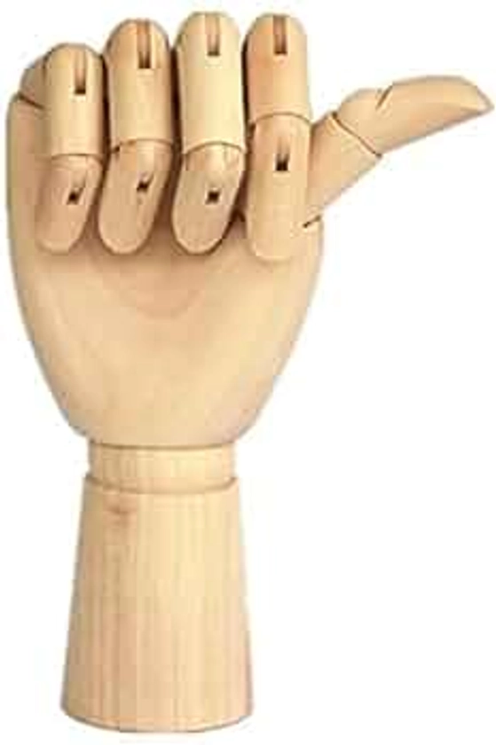 TAPBULL Wood Artist Drawing Manikin Articulated Mannequin with Wooden Flexible Fingers 10" Right Hand (10 inches-Right Hand)