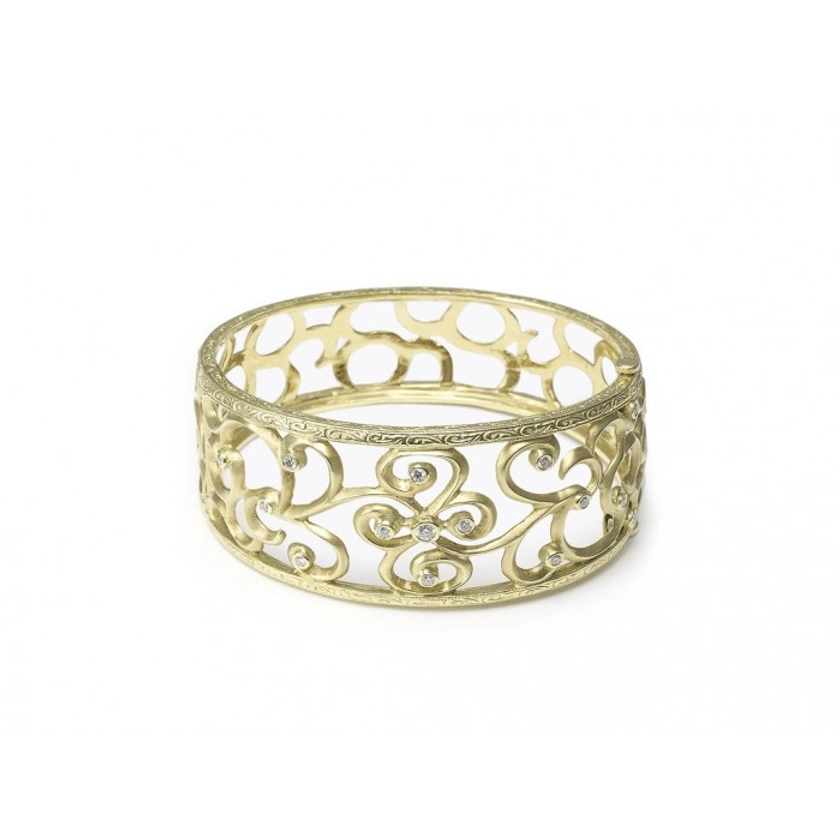 Gold Swirl and Diamond Bangle