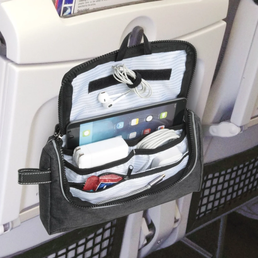 Travel Media Pouch In-Flight Carry-On Organizer — Holds all your Devices and Essentials. Now Available In Leather!