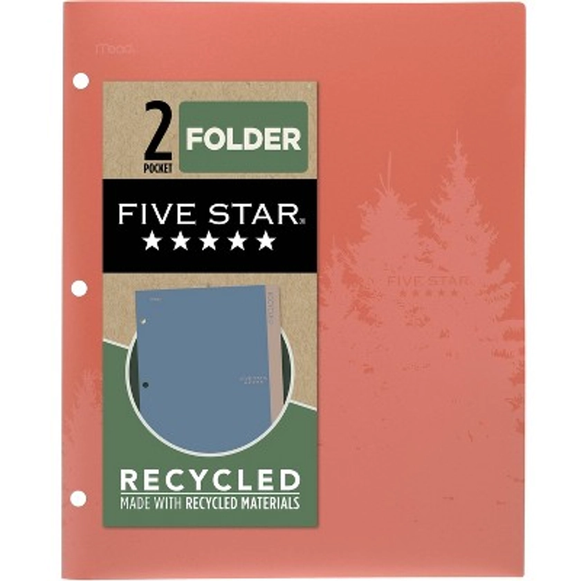 Five Star 2 Pocket Plastic Folder Recycled Plastic Zion Clay