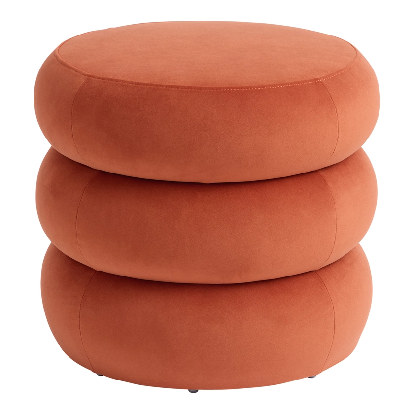 Farrow Round Velvet Tiered Upholstered Storage Ottoman - World Market