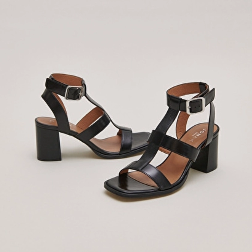 Sandales à talons en cuir noir pour Femme | Jonak