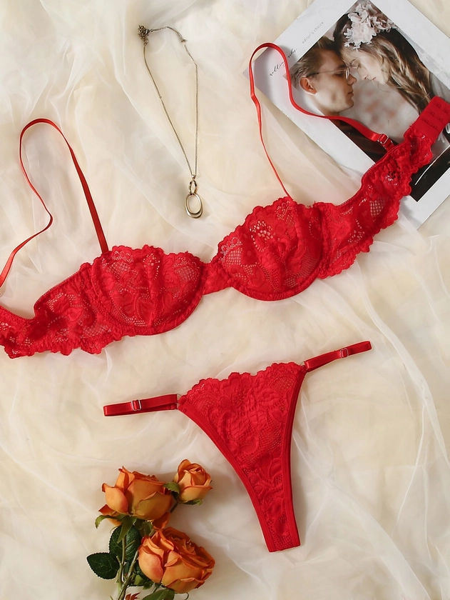 Floral Lace Underwire Lingerie Set