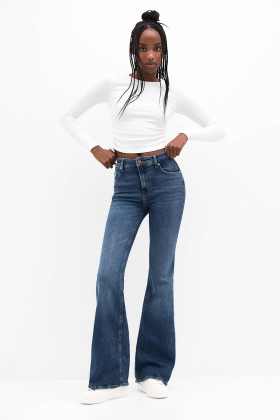 Jean skinny évasé taille haute