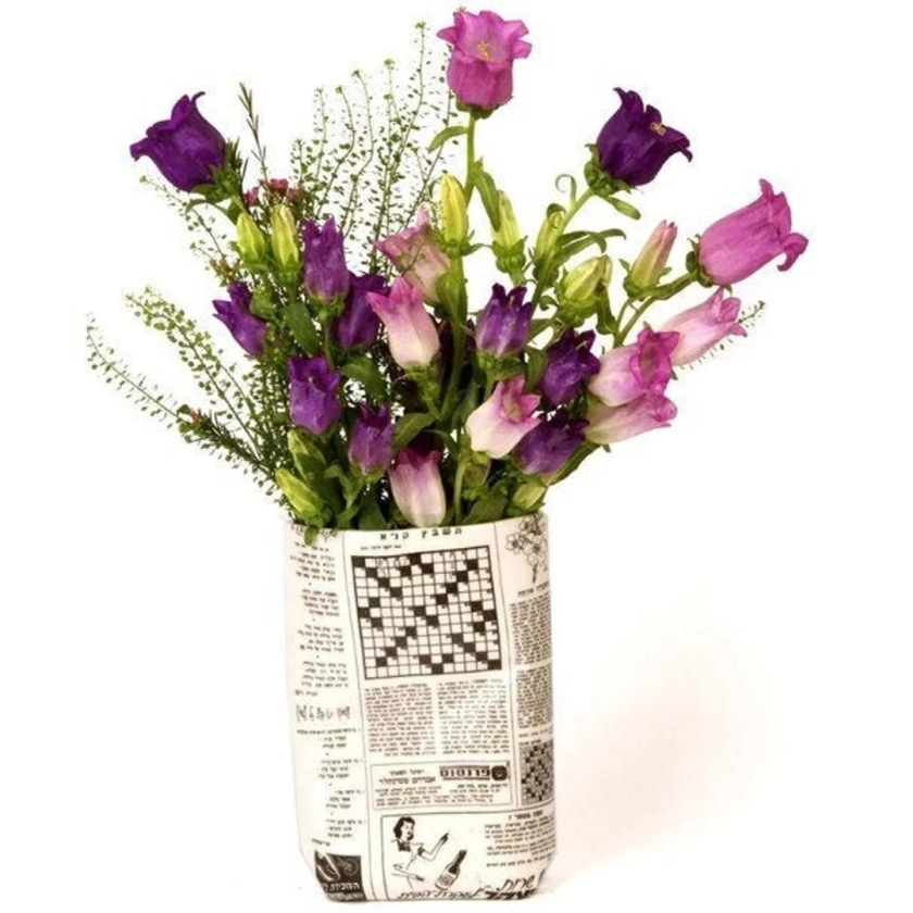 Retro Hebrew Newspaper Vase Barbara Shaw Gifts - Etsy