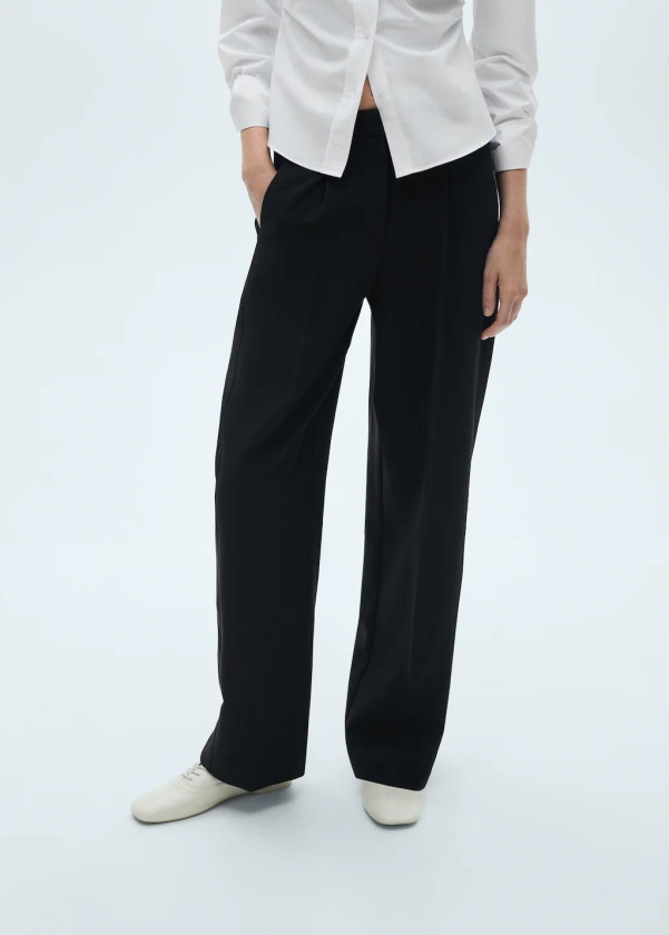 Pleat straight trousers - Women | MANGO USA