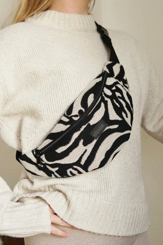 Bauchtasche in Zebra Print mit Innentasche / Bumbag Animal Print schwarz weiß