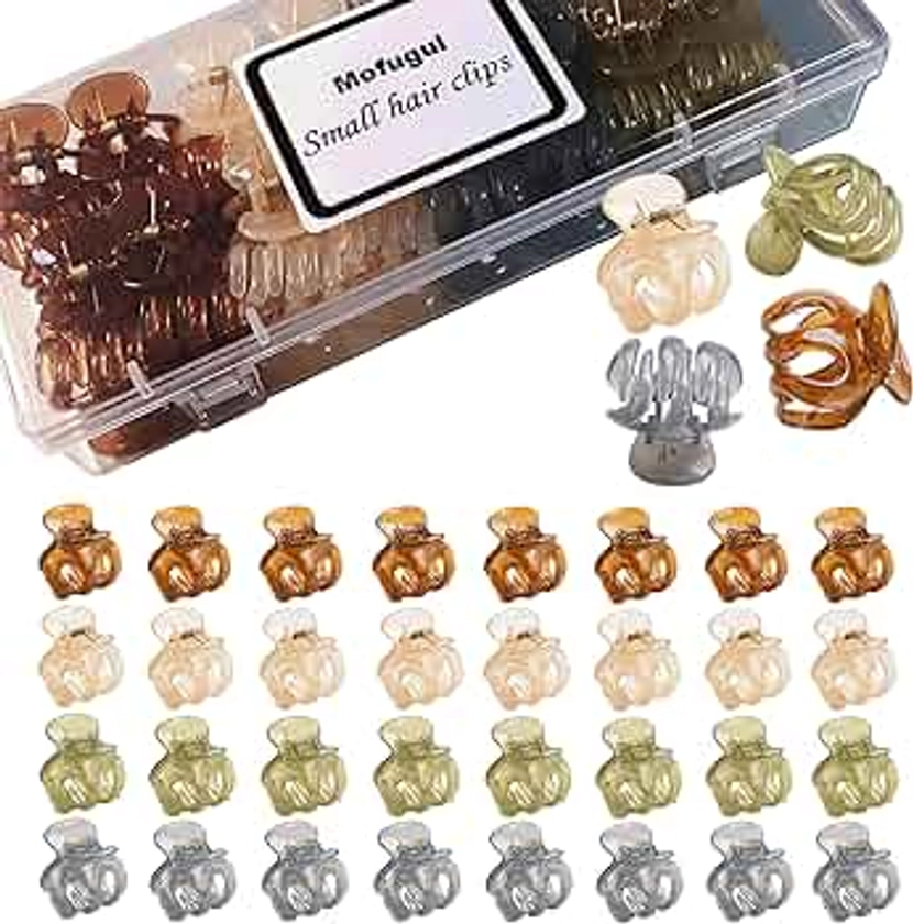 Mini Claw Clips for Women and Girls,32 pcs,Great for Design Kids and Adult Hairstyles,Strong Grip Non-Slip Tiny hair clips(Type E)